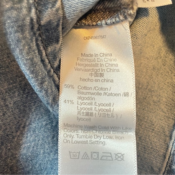 Madewell Ruffle-Collar Faux-Wrap Dress Tencel Denim Edition XXS NWT - Picture 12 of 14